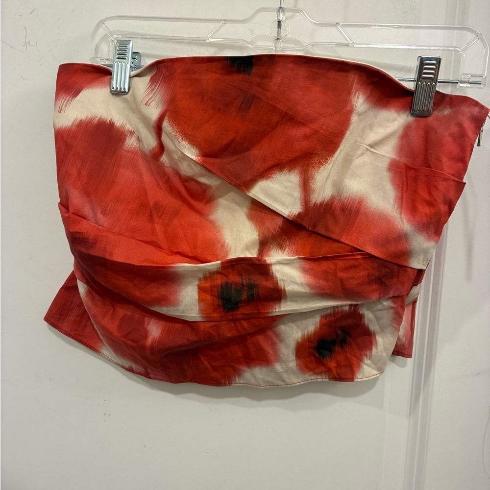 Mango Vibrant Orange and Cream Crop Top - Picture 2 of 5